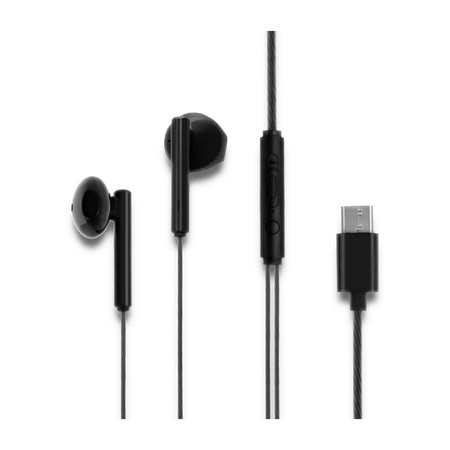 Qoltec Słuchawki douszne z mikrofonem | USB typ C | Czarne (1)