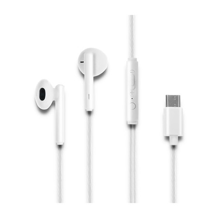 Qoltec Słuchawki douszne z mikrofonem | USB typ C | Białe (1)