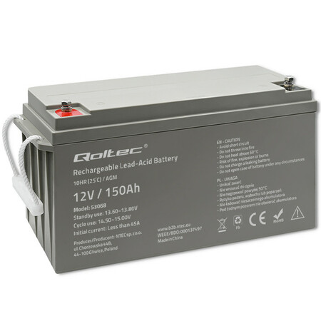 Qoltec Akumulator AGM | 12V | 150Ah | max. 2250A | 40.1kg (1)