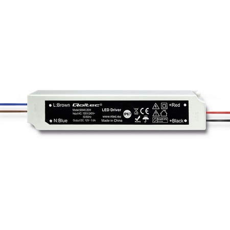 Qoltec Zasilacz impulsowy LED IP67 | 20W | 12V | 1.6A | Wodoodporny | Biały (1)