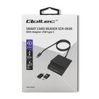 Qoltec Inteligentny czytnik chipowych kart ID SCR-0636 | USB 2.0 + Adapter USB-C (2)